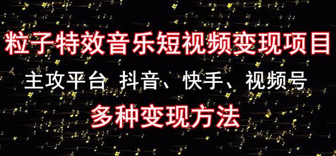 黄岛主《粒子特效音乐短视频变现项目》主攻平台抖音、快手、视频号多种变现方法-讯领网创