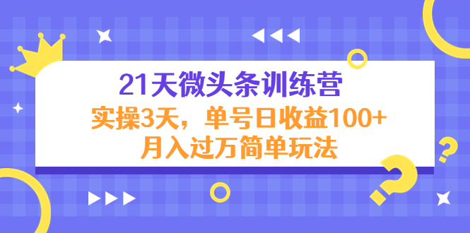 21天微头条训练营，实操3天，单号日收益100+月入过万简单玩法-讯领网创