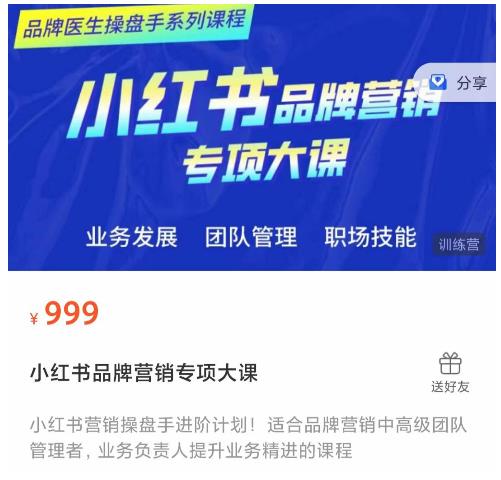 小红书品牌营销专项大课，操盘手进阶，一套能让你提升业务精进的课程-讯领网创