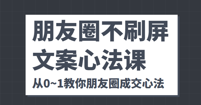 朋友圈不刷屏文案心法课 人人都要懂的商业逻辑 从0~1教你朋友圈成交心法-讯领网创