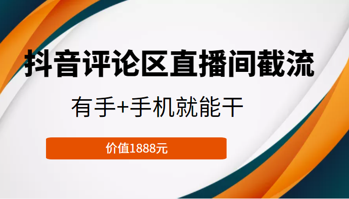 抖音评论区直播间截流，有手+手机就能干，门槛极低，模式可大量复制（价值1888元）-讯领网创