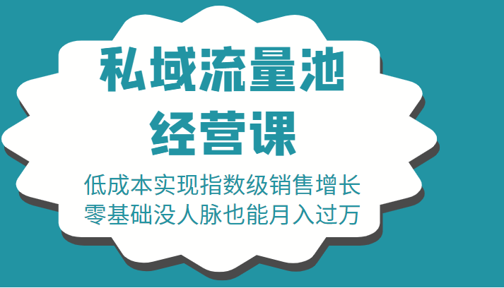 16堂私域流量池经营课：低成本实现指数级销售增长，零基础没人脉也能月入过万-讯领网创