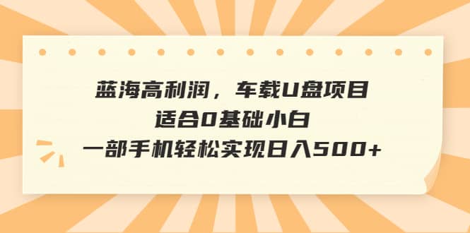 蓝海高利润，车载U盘项目，适合0基础小白，一部手机轻松实现日入500+-讯领网创