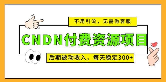 CNDN付费资源项目，不用引流，无需做客服，后期被动收入-讯领网创