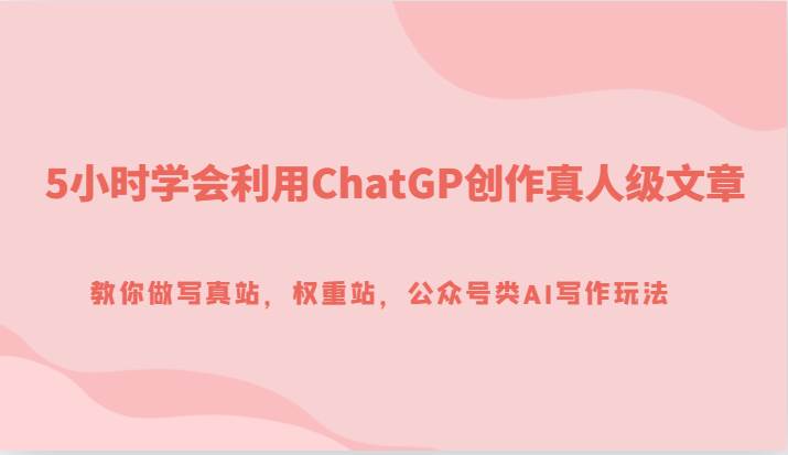 5小时学会利用ChatGP创作真人级文章，教你做写真站，权重站，公众号类AI写作玩法-讯领网创