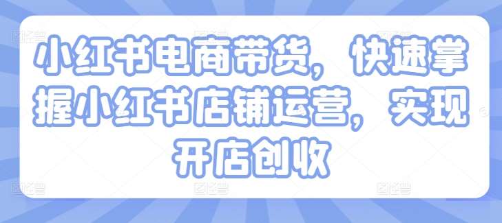 小红书电商带货，快速掌握小红书店铺运营，实现开店创收-讯领网创
