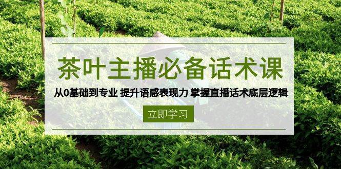 茶叶主播必备话术课 从0基础到专业 提升语感表现力 掌握直播话术底层逻辑-讯领网创