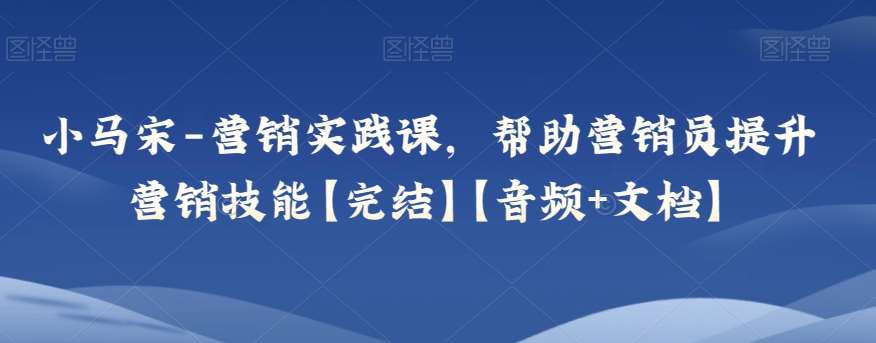 小马宋-营销实践课，帮助营销员提升营销技能【完结】【音频+文档】-讯领网创