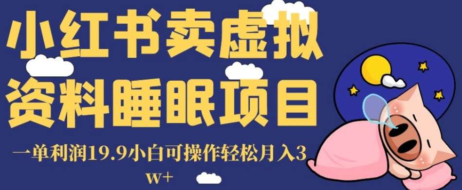 小红书卖虚拟资料睡眠项目，一单利润19.9小白可操作轻松月入3w+【揭秘】-讯领网创