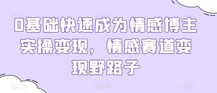 0基础快速成为情感博主实操变现，情感赛道变现野路子-讯领网创