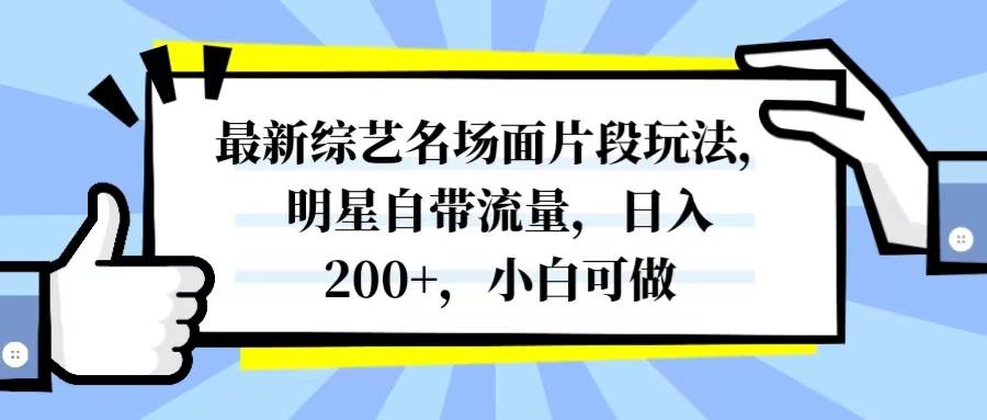 （8114期）最新综艺名场面片段玩法，明星自带流量，日入200+，小白可做-讯领网创