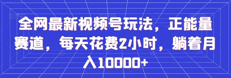 全网最新视频号玩法，正能量赛道，每天花费2小时，躺着月入10000+【揭秘】-讯领网创