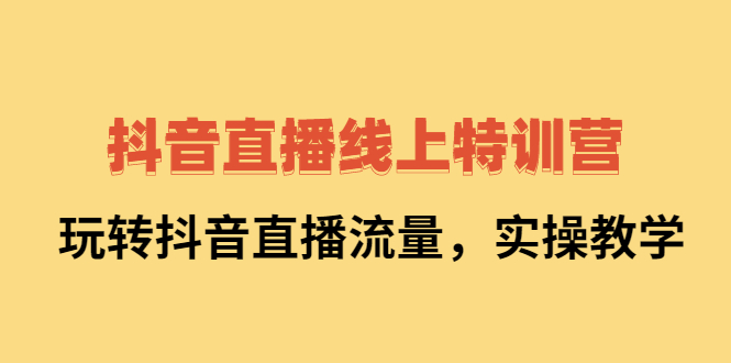 抖音直播线上特训营：玩转抖音直播流量，实操教学-讯领网创