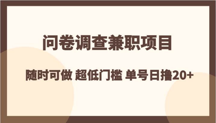 问卷调查兼职项目，随时可做 超低门槛 单号日撸20+-讯领网创