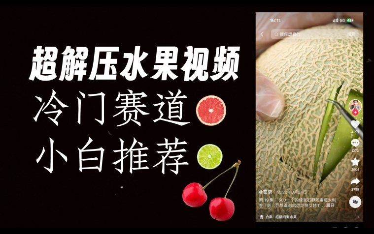 超冷门抖音赛道，水果解压视频0风险，非常容易爆火【揭秘】-讯领网创