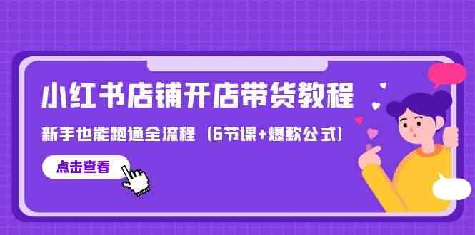 最新小红书店铺开店带货教程，新手也能跑通全流程（6节课+爆款公式）-讯领网创