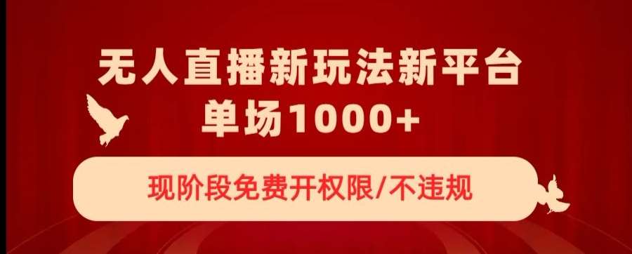 无人直播新平台新玩法，现阶段免费开授权，不违规，单场收入1000+【揭秘】-讯领网创