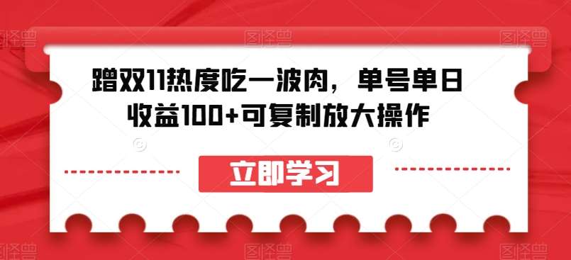 蹭双11热度吃一波肉，单号单日收益100+可复制放大操作【揭秘】-讯领网创