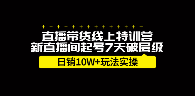 直播带货线上特训营，新直播间起号7天破层级日销10万玩法实操-讯领网创