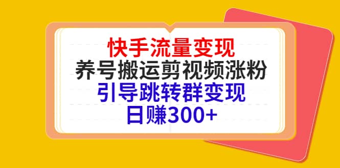 快手流量变现，养号搬运剪视频涨粉，引导跳转群变现日赚300+-讯领网创