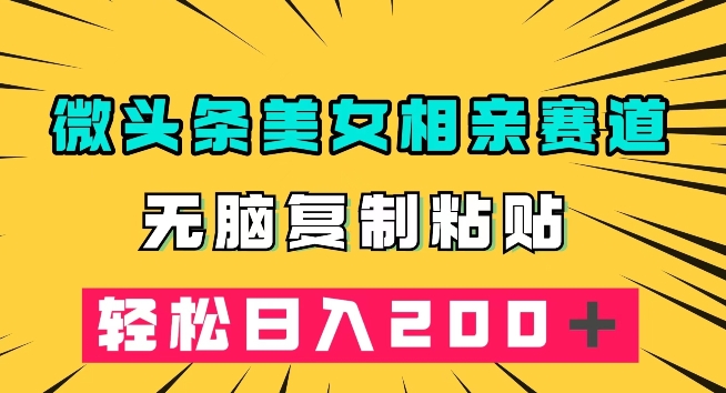 微头条冷门美女相亲赛道，无脑复制粘贴，轻松日入200＋【揭秘】-讯领网创