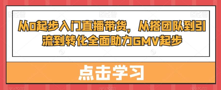 从0起步入门直播带货，​从搭团队到引流到转化全面助力GMV起步-讯领网创