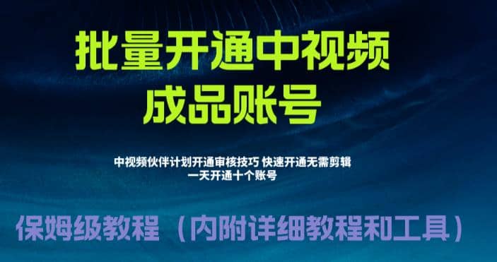 外面收费1980暴力开通中视频计划教程，附 快速通过中视频伙伴计划的办法-讯领网创