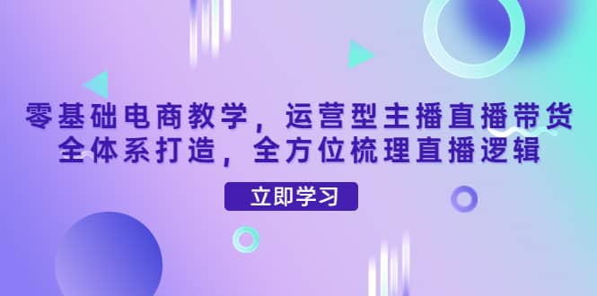 零基础电商教学，运营型主播直播带货全体系打造，全方位梳理直播逻辑-讯领网创