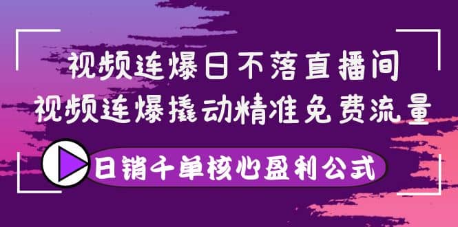 视频连爆日不落直播间，视频连爆撬动精准免费流量，日销千单核心盈利公式-讯领网创