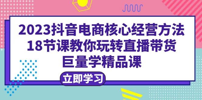 2023抖音电商核心经营方法：18节课教你玩转直播带货，巨量学精品课-讯领网创
