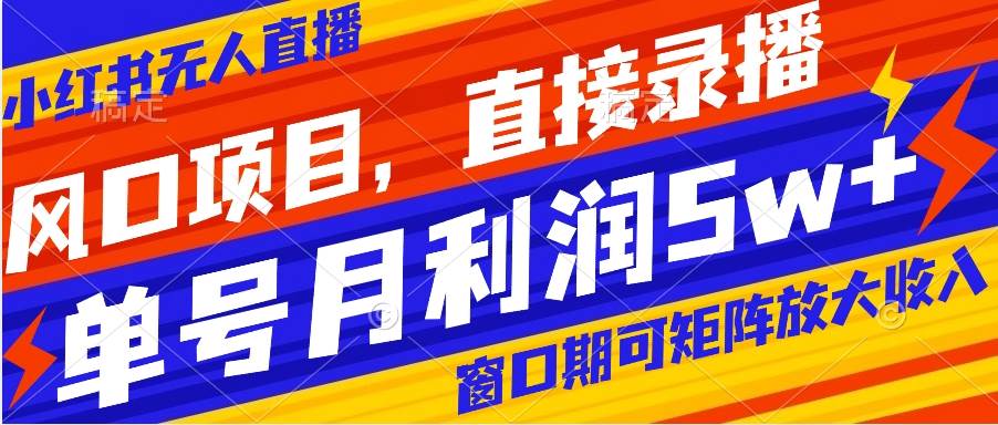 （8196期）风口项目，小红书无人直播带货，直接录播，可矩阵，月入5w+-讯领网创