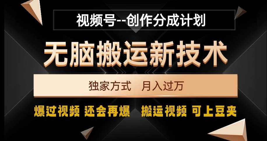 视频号无脑搬运新技术，破原创壕流量，独家方式，爆过视频，还会再爆【揭秘】-讯领网创