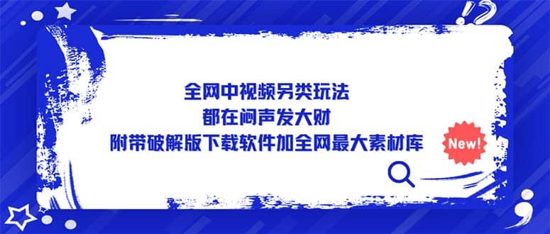 全网中视频另类玩法，都在闷声发大财，附带下载软件加全网最大素材库-讯领网创