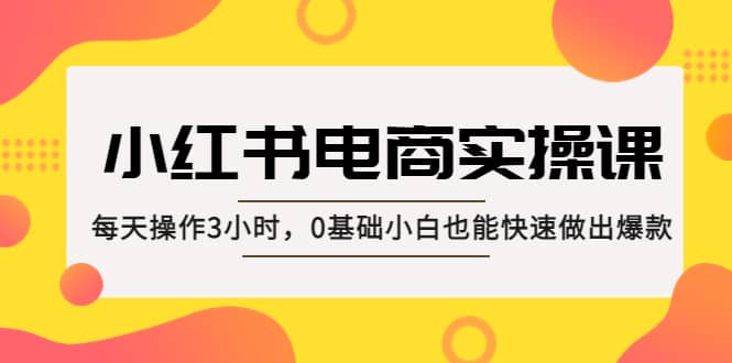 小红书·电商实操课：每天操作3小时，0基础小白也能快速做出爆款-讯领网创