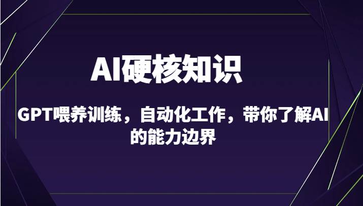AI硬核知识-GPT喂养训练，自动化工作，带你了解AI的能力边界（10节课）-讯领网创