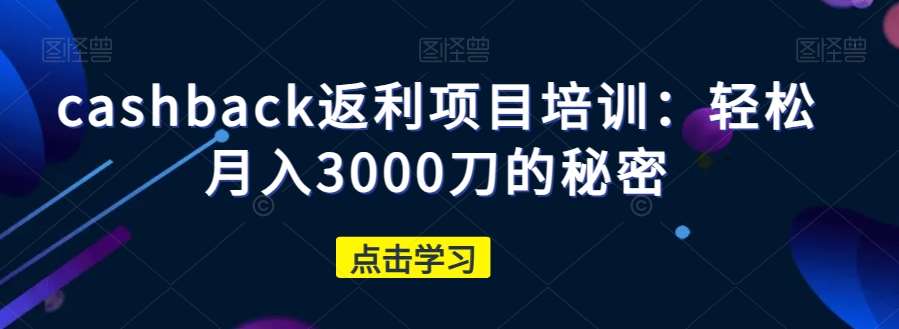 cashback返利项目培训：轻松月入3000刀的秘密-讯领网创