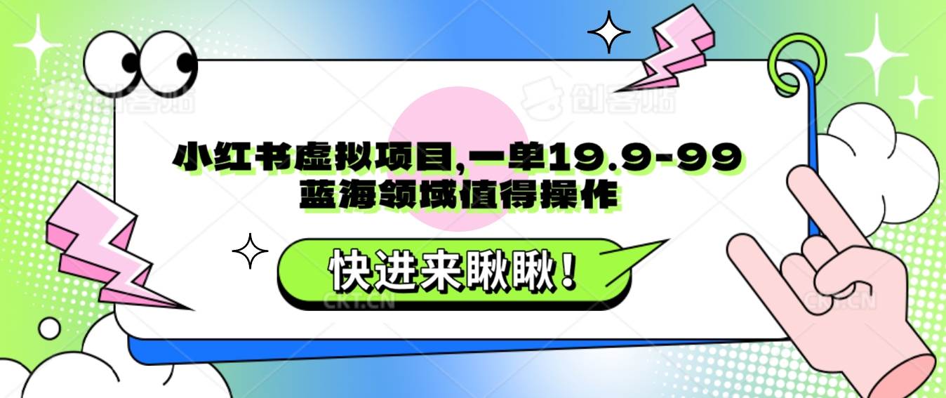 小红书虚拟项目，一单19.9-99，蓝海领域值得操作-讯领网创
