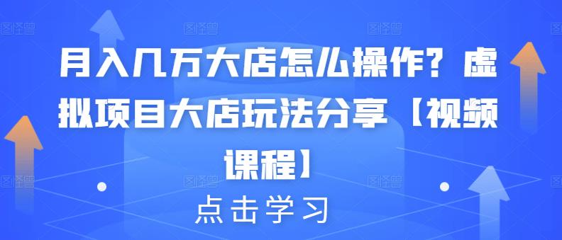 月入几万大店怎么操作？虚拟项目大店玩法分享【视频课程】-讯领网创