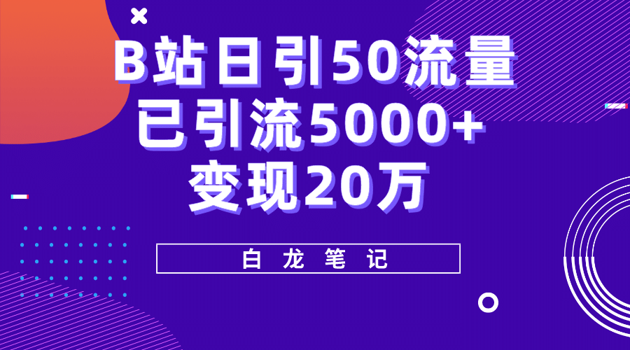 B站日引50+流量，实战已引流5000+变现20万，超级实操课程-讯领网创