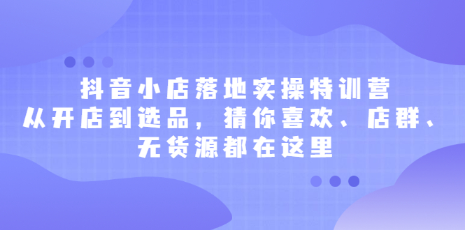 抖音小店落地实操特训营，从开店到选品，猜你喜欢、店群、无货源都在这里-讯领网创