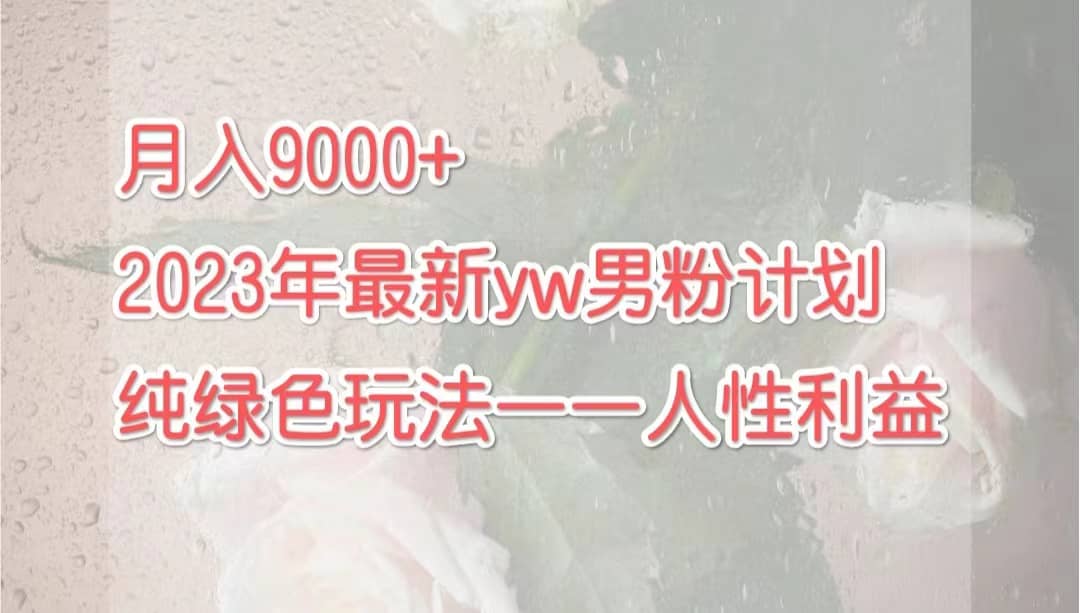 月入9000+2023年9月最新yw男粉计划绿色玩法——人性之利益-讯领网创