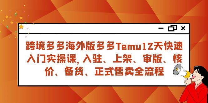 （7686期）跨境多多海外版多多Temu12天快速入门实战课，从入驻 上架到正式售卖全流程-讯领网创