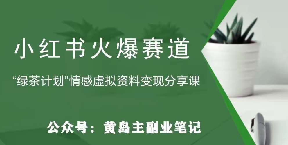 黄岛主·小红书绿茶计划情感虚拟资料变现项目，花我598买来拆解出来给你-讯领网创