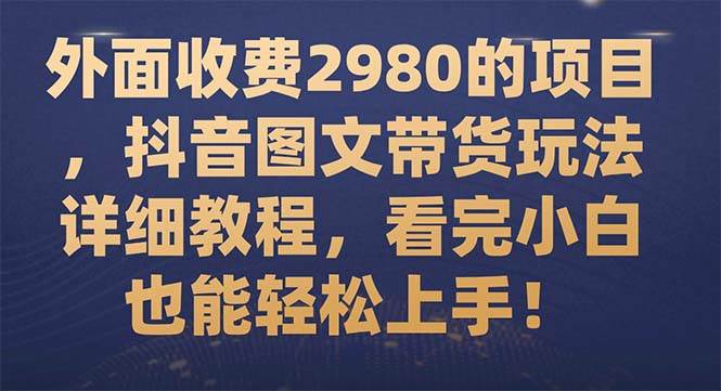 （7685期）外面收费2980的项目，抖音图文带货玩法详细教程，看完小白也能轻松上手！-讯领网创