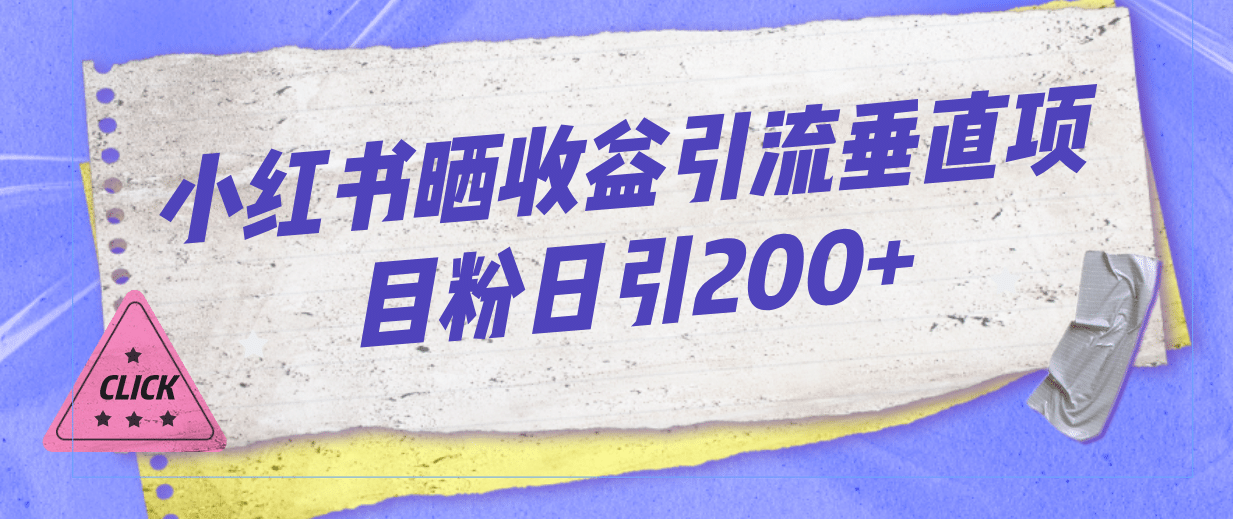 小红书晒收益图引流垂直项目粉日引200+-讯领网创