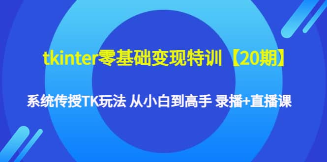 tkinter零基础变现特训【20期】系统传授TK玩法 从小白到高手 录播+直播课-讯领网创