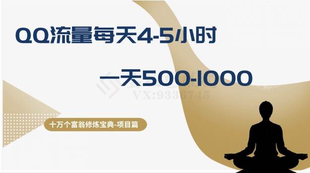（8160期）十万个富翁修炼宝典之1.QQ流量每天4-5小时，一天500-1000-讯领网创