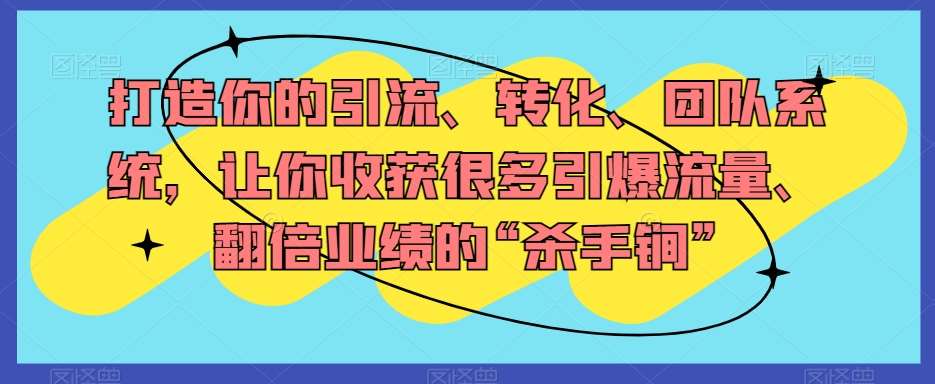 打造你的引流、转化、团队系统，让你收获很多引爆流量、翻倍业绩的“杀手锏”-讯领网创