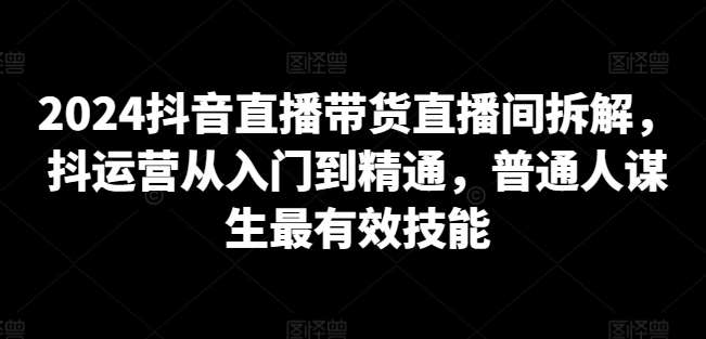 2024抖音直播带货直播间拆解，抖运营从入门到精通，普通人谋生最有效技能-讯领网创