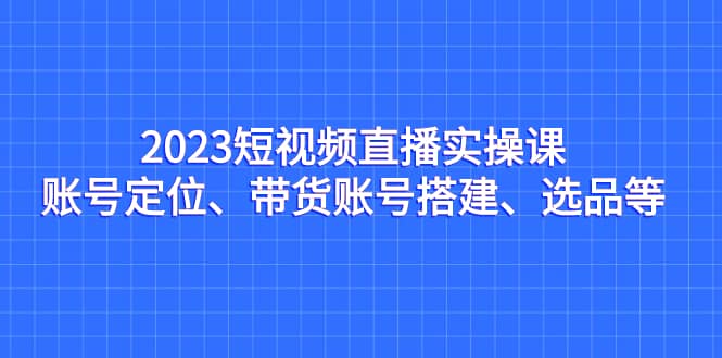 2023短视频直播实操课，账号定位、带货账号搭建、选品等-讯领网创
